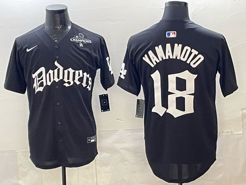Men 2026 Nike Los Angeles Dodgers #18 Yamamoto Black Game MLB Jersey 03